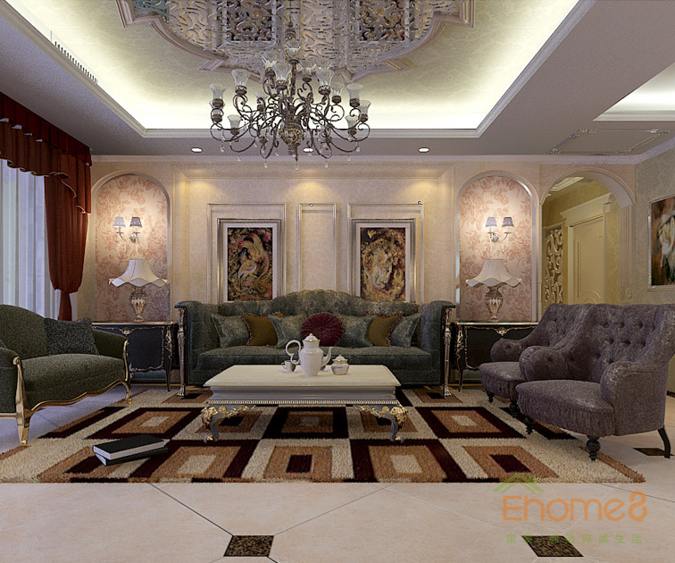 浓浓古希腊风格的沙发背景墙装修效果图