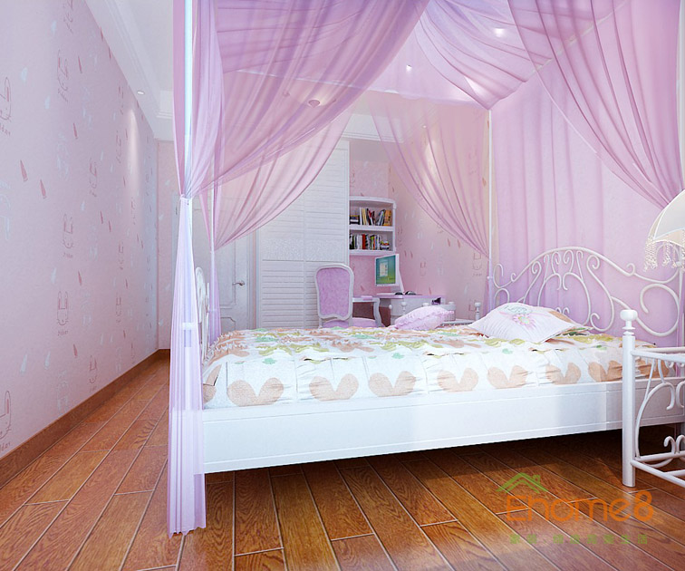 三房一厅112㎡欧洲风格温馨女儿房装修效果图11