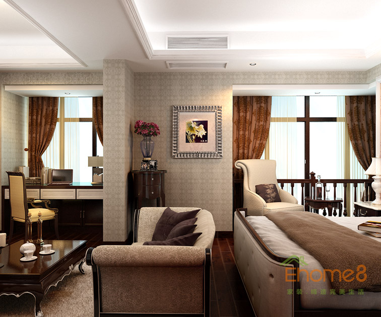 158㎡四房两厅法式风格客厅沙发装修效果图.jpg